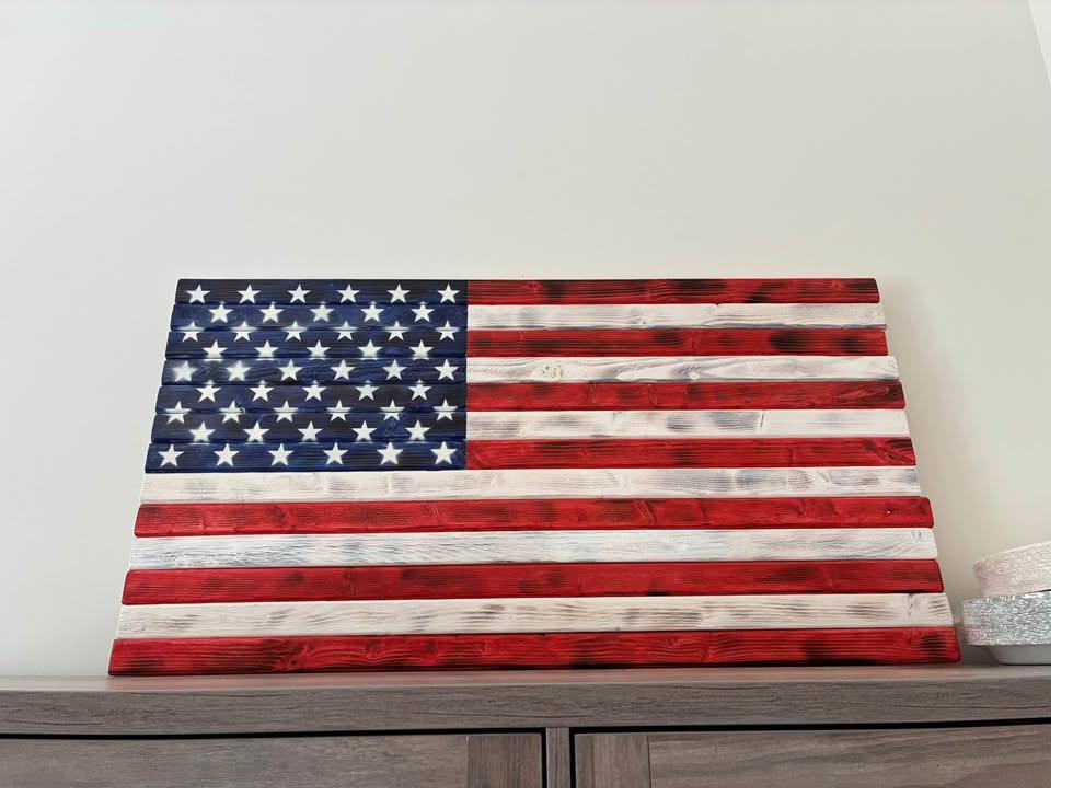 Handcrafted wood flag