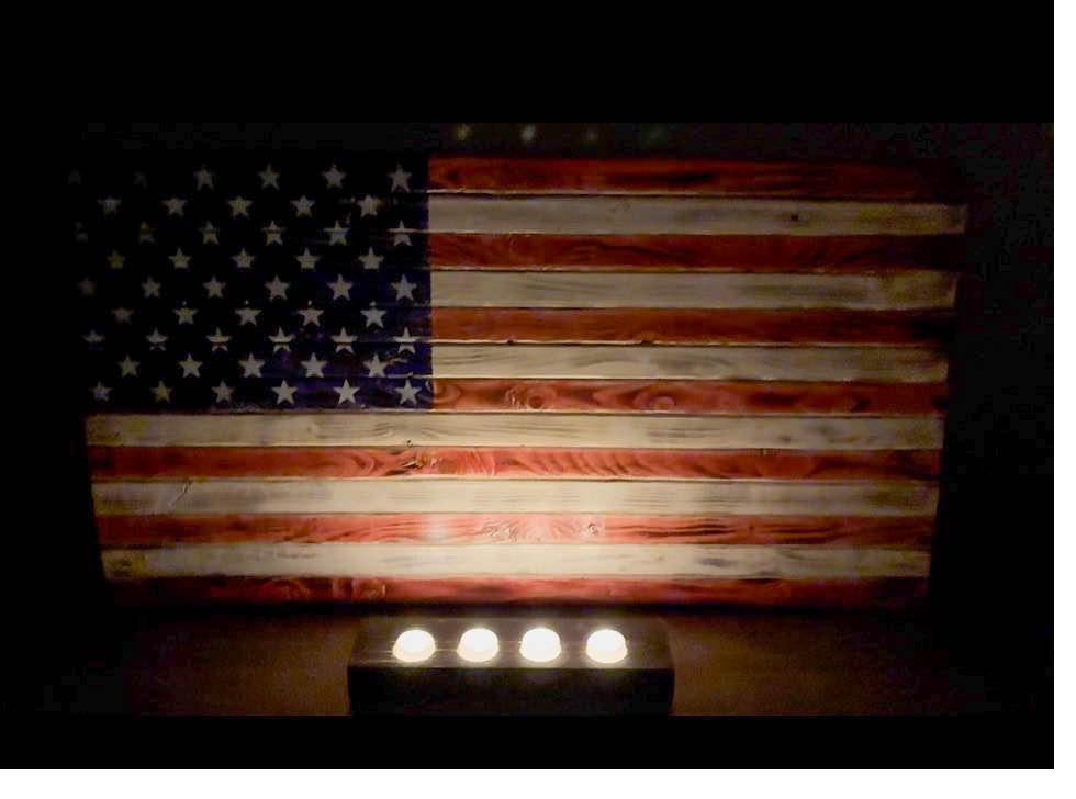 Flag candlelit